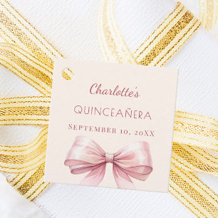 Étiquettes Cadeau Blush rose Quinceanera bow ivory DIY