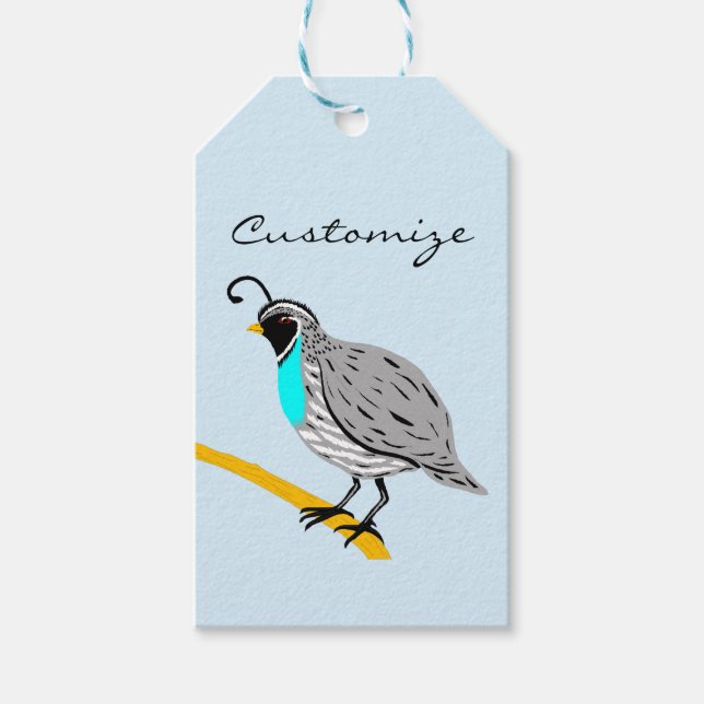 Étiquettes-cadeau Bobwhite Quail à gorge bleue Thunder_Cove (Devant)