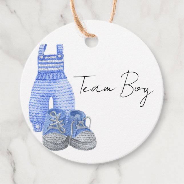 Étiquettes Cadeau Bohemian Baby Clothes Team Boy Genre révéler (Devant)
