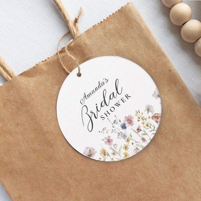 Étiquettes Cadeau Boho Aquarelle Fleur sauvage Fête des mariées Flor (Créateur téléchargé)