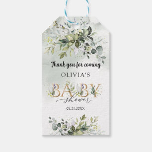 Étiquettes-cadeau Boho aquarelle vert lettres or Baby shower