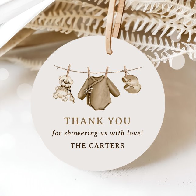 Étiquettes Cadeau Boho Aquarelle Vêtements bébé Baby shower garçon (Créateur téléchargé)