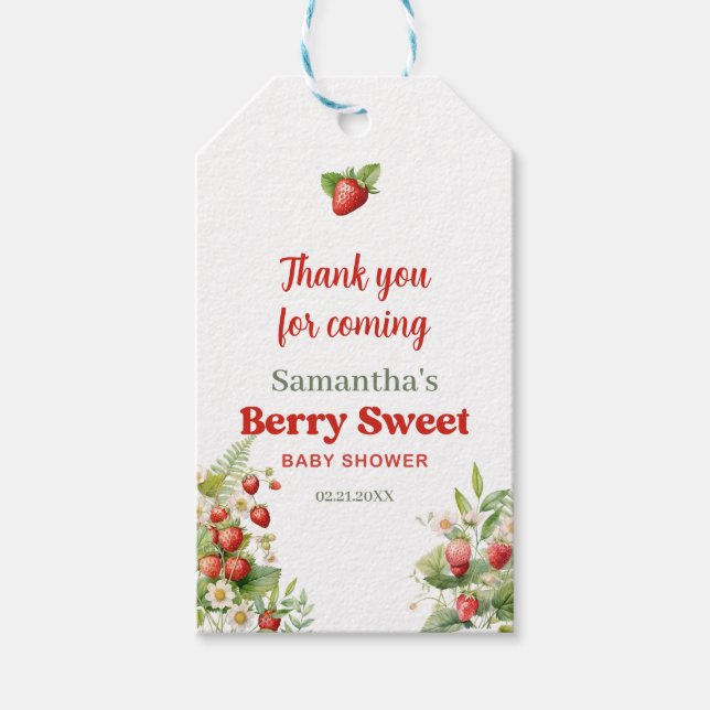 Étiquettes-cadeau Boho Arch Berry Sweet Wild Strawberry merci (Devant)