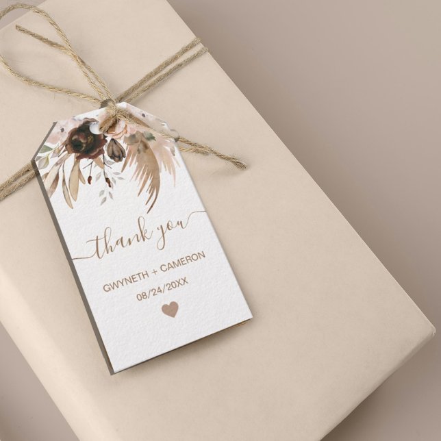 Étiquettes-cadeau Boho Automne Citrouille douche Merci (#zazzlemade #bohofavortag #thankyou)