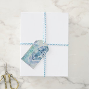 Étiquettes-cadeau Boho Blue Anniversaire Wings
