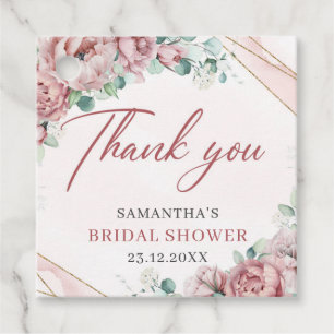 Étiquettes Cadeau Boho blush floral or nuptiale douche de couleur