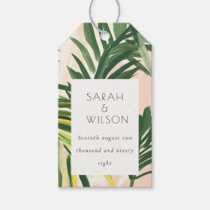 Étiquettes-cadeau Boho Blush Green Tropical Palm Beach Mariage