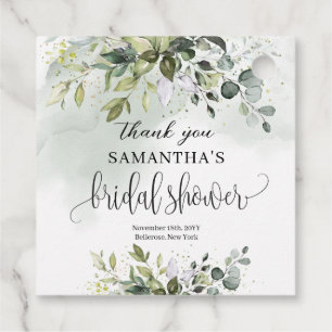 Étiquettes Cadeau Boho branches de verdure d'eucalyptus dorées Maria