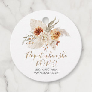 Étiquettes Cadeau Boho Burnt Orange Floral Bouquet Baby shower