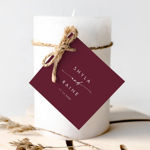 Étiquettes Cadeau Boho Chic Bourgogne Mariage rouge