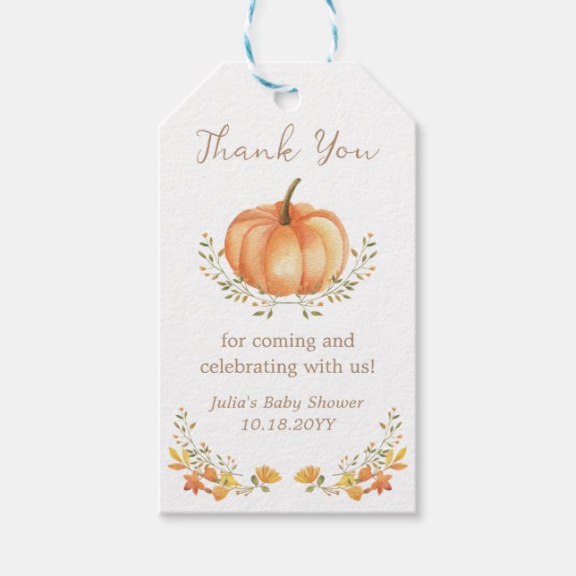 Étiquettes-cadeau Boho Citrouille Automne Feuillage Automne Merci Fa (Devant)