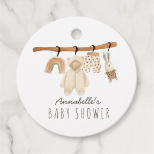 Étiquettes Cadeau Boho Clothesline Sexe Baby shower neutre
