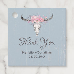 Étiquettes Cadeau Boho crâne de vache rustique Floral Blush Aquarell
