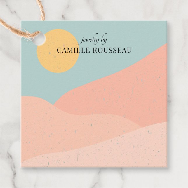 Étiquettes Cadeau Boho Desert Sunrise Jewelry Designer Produit (Devant)
