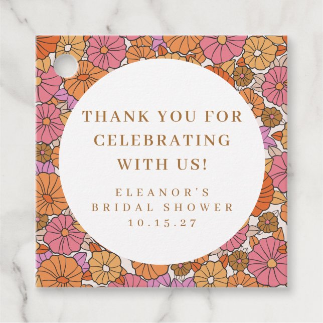 Étiquettes Cadeau Boho Earthy Floral Fête des mariées Merci personna (Devant)