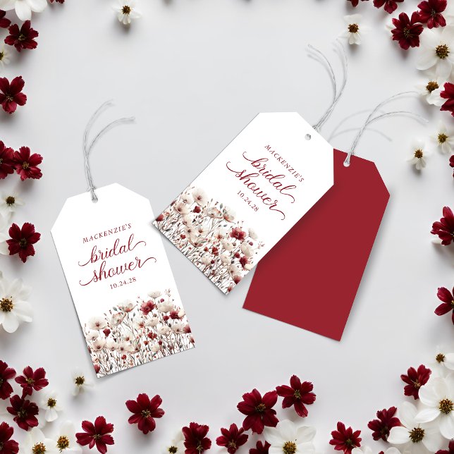 Étiquettes-cadeau Boho Eté Fête de Mariage Champêtre (Boho Summer Wildflower Bridal Shower Gift Tags)