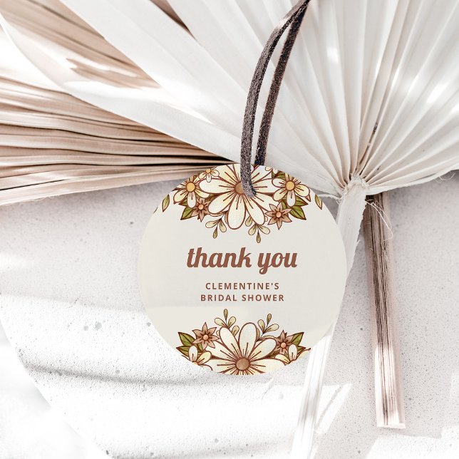 Étiquettes Cadeau Boho Fleurs Rétro | Remerciements pour Enterrement (A boho, retro floral favor tag for your bridal shower)