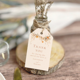 Étiquettes-cadeau Boho Fleurs sauvages en terre cuite Mariage Remerc