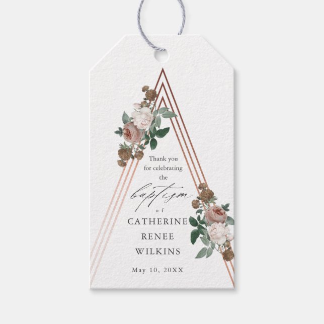 Étiquettes-cadeau Boho Floral Baptême Religieux & Christening (Devant)