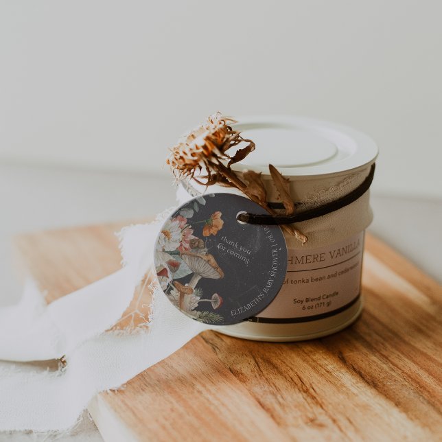 Étiquettes Cadeau Boho Floral Mushroom Botanique | BABY SHOWER (Créateur téléchargé)