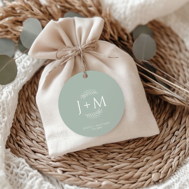 Étiquettes Cadeau Boho Floral Sage Green Mariage (Créateur téléchargé)