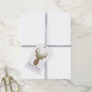 Étiquettes-cadeau Boho French Christmas Reindeer Joyeaux Noel Photo