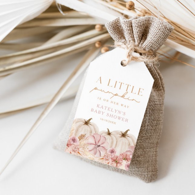 Étiquettes-cadeau Boho Girls Pampas Grass Citrouille Favoriser & (Fully customizable! Edit colors & text using the design tool.)