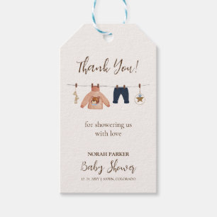 Étiquettes-cadeau Boho Hiver Clothesline Baby shower Merci