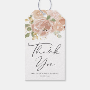 Étiquettes-cadeau Boho Mauve Peach Flowers Baby shower Merci