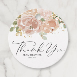 Étiquettes Cadeau Boho Mauve Peach Flowers Merci
