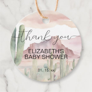 Étiquettes Cadeau Boho Modern Desert Nature Baby shower de Cactus
