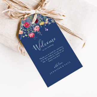 Étiquettes-cadeau Boho Multicolor Fleur sauvage Mariage Bienvenue