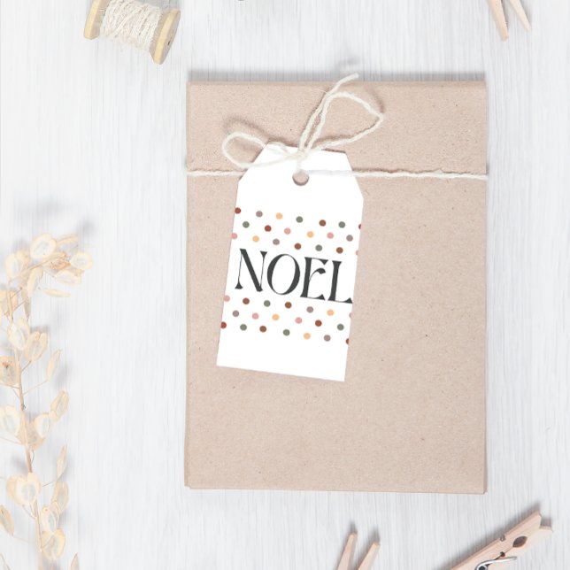 Étiquettes-cadeau Boho Noel Dots hiver Noël (Créateur téléchargé)