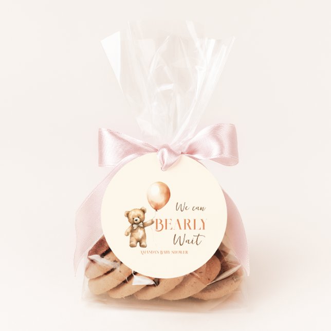 Étiquettes Cadeau Boho Nous Pouvons Attendre Bearly Beige Oear Baby  (Créateur téléchargé)