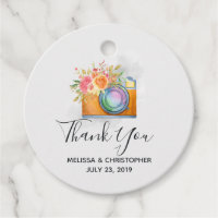 Boho Orange Camera & Fleurs Mariage d'aquarelle