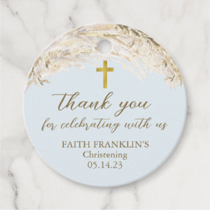 Étiquettes Cadeau Boho Pampas communion herbe Baptême Christening Fa