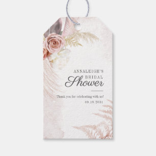 Étiquettes-cadeau Boho Pampas Grass Terracotta Script Fête des marié