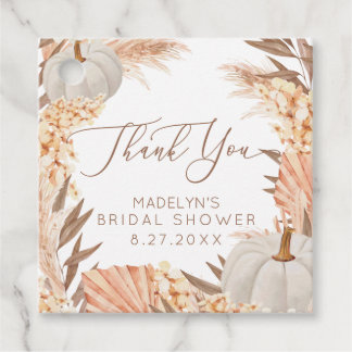 Étiquettes Cadeau Boho Pampas White Pumpkin Bridal Shower Favor tag