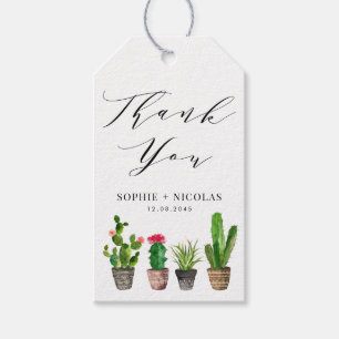 Étiquettes-cadeau Boho Pot Cactus Mariage d'été Merci de