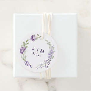 Étiquettes Cadeau Boho Purple Lavender Floral Mariage rond