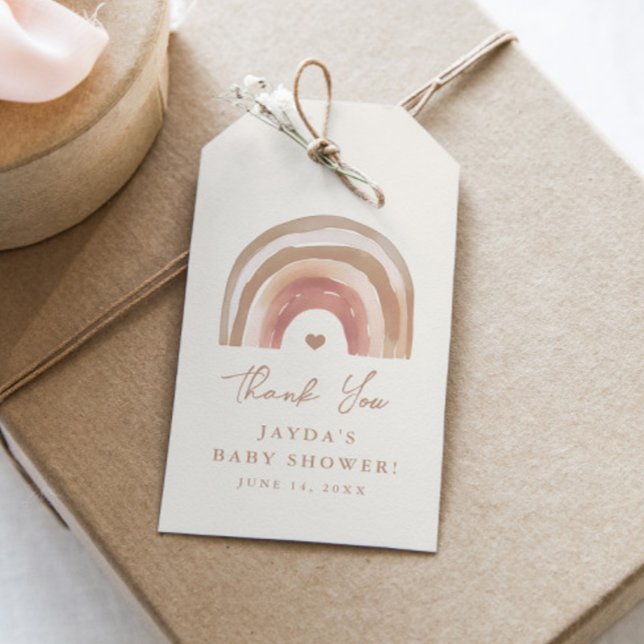 Étiquettes-cadeau Boho Rainbow Neutral Baby shower Merci Favoriser (Boho Rainbow Neutral Baby Shower Thank You Favor Tag.)