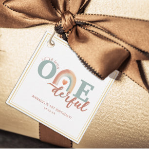 Étiquettes Cadeau Boho Rainbow Onederful Faver Tags - Aquarelle Gir