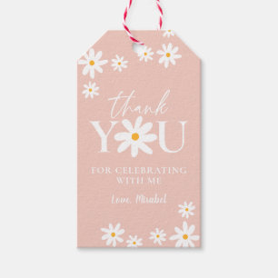 Étiquettes-cadeau Boho Retro Blush Rose Daisy Merci Floral