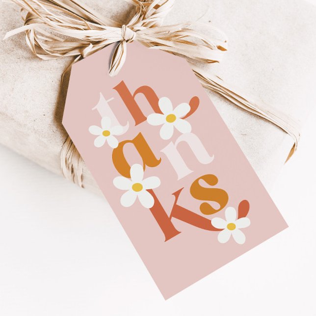 Étiquettes-cadeau Boho Retro Daisy Anniversaire Favoriser (Créateur téléchargé)