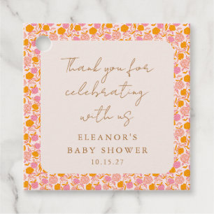 Étiquettes Cadeau Boho rose Orange Floral Cute Baby shower Merci