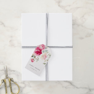 Étiquettes-cadeau Boho Rouge Rose Fleurs Mariage d'aquarelle