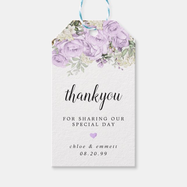 Étiquettes-cadeau Boho Russe Rose violet Mariage floral (Devant)