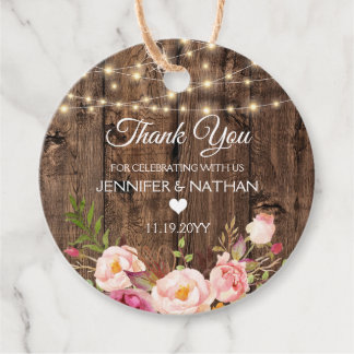 Étiquettes Cadeau Boho Rustique Floral Chaîne Lumières Merci