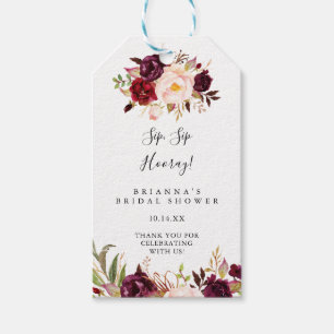 Étiquettes-cadeau Boho Rustique Floral Sip Hooray Fête des mariées