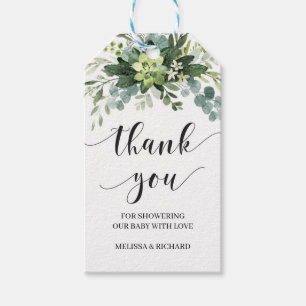 Étiquettes-cadeau Boho succulent baby shower verdoyant feuillage